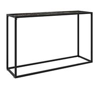 Kaloriko Table Console Noir en Verre trempé 120x35x75 cm avec Plateau marbre et Structure Acier pour Salon Chambre Bureau Couloir Rangement Pratique
