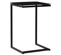 Kaloriko Table d'appoint Noire en Verre trempé 40x40x60 cm avec Cadre Acier, Console Robuste pour Salon, Bureau, Coin Chambre, Support Rangement et décoration Moderne Industrielle