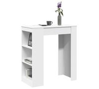Kaloriko Table de bar avec étagère blanche en bois 95 x 47 x 103,5 cm stable avec 3 compartiments pour salle à manger, cuisine, salon, peu encombrant, design moderne, polyvalent