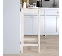 Kaloriko Table de bar en pin massif blanc, 50 x 50 x 110 cm, table en bois stable avec design rustique, pour salle à manger, cuisine, salon, idéale pour la famille et une utilisation peu encombrante