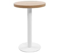 Kaloriko Table de Bistro Marron Clair 50 cm en MDF et Acier, Table Manger Ronde pour Cuisine Salon séjour, Meuble Salle à Deux Places, Style Industriel pour café Restaurant Bar, Gain Place