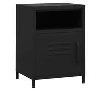 Kaloriko Table de Chevet en Acier Noir 35x35x51 cm avec étagère et Porte, Meuble de Rangement pour Chambre, Salon ou dortoir, Design Moderne, Support Mural Inclus
