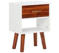 Kaloriko Table de chevet en bois d'acacia massif 40 x 30 x 57 cm, design rétro, table d'appoint avec tiroir, console de chevet, table de téléphone robuste pour salon