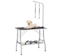Kaloriko Table de toilettage réglable pour chien avec 2 passants et panier, pieds en acier, pliable, 90 x 60 x 76 cm, idéale pour le toilettage, la brosse, le peigne, les ciseaux, la tondeuse à
