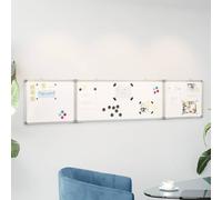 Kaloriko Tableau blanc magnétique pliable 200 x 40 x 1,7 cm en aluminium avec 3 panneaux, tableau de modération pliable pour bureau, école, séminaire et présentation, autonome, mobile, utilisable des