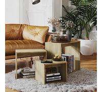 Kaloriko Tables gigognes 3 pièces chêne Sonoma en aggloméré Ensemble de Tables d’appoint pour Salon Chambre Bureau Table de Chevet Console desserte Moderne