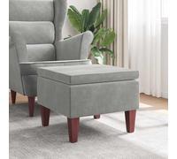 Kaloriko Tabouret avec pieds en bois, velours gris clair, 52 x 52 x 42 cm, assise avec rembourrage en mousse, tabouret stable pour salon, couloir, bureau et balcon, peu encombrant et portable