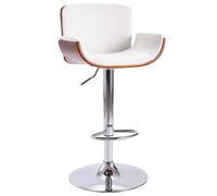 Kaloriko Tabouret Chaise de Bar Blanc en Similicuir, Fauteuil siège Mange Debout avec Dossier, réglable en Hauteur, pivotant hydraulique, Repose Pied, pour Cuisine, Salon, comptoir et îlot Central