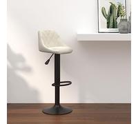 Kaloriko Tabouret de bar en velours crème avec structure en métal pivotant réglable en hauteur 82-103 cm avec dossier et repose-pieds pour cuisine, salle à manger, comptoir, île petit-déjeuner, design