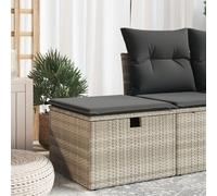 Kaloriko Tabouret de jardin avec coussin, gris clair, 55 x 55 x 37 cm, en rotin synthétique, rembourré, avec espace de rangement, résistant aux intempéries et pliable, pour terrasse, balcon et