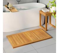 Kaloriko Tapis Fond Baignoire Douche Bain Salle carpette Descente caillebotis antidérapant Absorbant Lavable, Bois d'acacia Massif Marron 100 x 55 cm, Design ventilé pour Sortie Pied sécurité hygiène