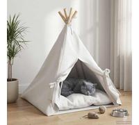 Kaloriko Teepee pour Animaux de Compagnie avec Coussin Lavable en Machine, Panier lit Coussin Chat Chaton, Corbeille Niche intérieure 50 x 50 x 60 cm, pin Naturel, abri Douillet pour Maison