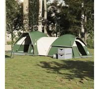 Kaloriko Tente de camping 5 personnes verte imperméable avec connexion E, 2 entrées, 2 cabines, polyester avec revêtement PU, coupe-vent, respirante, avec sac de transport