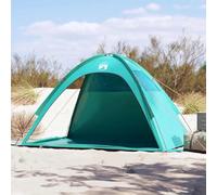 Kaloriko Tente de plage imperméable avec revêtement en polyuréthane polyester 185T, 210 x 150 x 130 cm, 4 sacs de sable, 2 entrées, coupe-vent, respirante, moustiquaire, idéale pour la plage, le