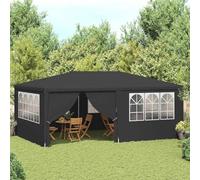 Kaloriko Tente de Reception chapiteau de Jardin 4 x 6 m Anthracite, auvent Barnum en polyethylene 90 g m2 avec parois laterales, Structure Acier, Protection Soleil Pluie pour Jardin terrasse Patio