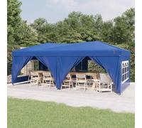 Kaloriko Tente de réception Pliable Bleue 3x6 m avec parois, auvent abri tonnelle chapiteau pergola Barnum, Toit en Toile Oxford 210D, Structure Acier, Protection Soleil Pluie pour Jardin terrasse