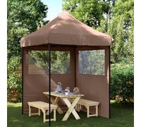 Kaloriko Tente de Reception Pliante Retractable, auvent abri chapiteau Barnum 200 x 200 x 306 cm, Toile Acier Enduit, 2 parois laterales fenetres Transparentes, Jardin terrasse Patio Balcon