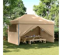 Kaloriko Tente de Reception Pliante Retractable avec 4 parois laterales, auvent abri tonnelle chapiteau, Toile Impermeable, Structure Acier, Jardin terrasse Patio Balcon Protection Soleil Pluie Ombre
