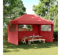 Kaloriko Tente de Reception Pliante Retractable Bordeaux avec 3 parois laterales, chapiteau en Acier Enduit de Poudre, Toit Impermeable Oxford PVC, 440 x 292 x 315 cm pour Jardin, terrasse, Mariage