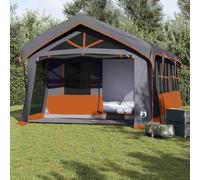 Kaloriko Tente familiale en Polyester Gris et Orange 620 x 322 x 240 cm avec Arceau Solide, Ventilation Respirante idéale Camping randonnée Plage Montagne pour Bivouac auvent ultraléger