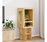 Kaloriko Terrarium Marron en OSB 50 x 50 x 80 cm avec vitre, thermomètre intégré, Habitat intérieur pour Reptile amphibien Serpent lézard Gecko et Tortue, Finition Mate Durable