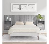 Kaloriko Tête de lit avec chevets intégrés, en bois de sonoma gris, fixation murale, espace de rangement pour chambre à coucher, design robuste, 120 cm de large