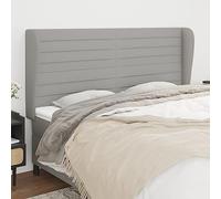 Kaloriko Tête de lit avec Oreilles Gris Clair en Tissu 163x23x118-128 cm avec Mousse, Pieds en Bois Robuste, Design Classique pour Chambre à Coucher, Support Dos Confortable pour Lecture TV