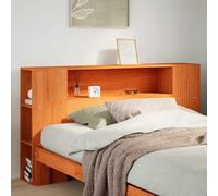 Kaloriko Tête de lit avec Rangement Cire Marron en Bois Massif de pin 150 cm Largeur, 7 Compartiments Pratiques, Design sur Pied Peu encombrant pour Chambre, Solution Durable et Fonctionnelle