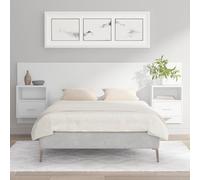 Kaloriko Tête de lit en bois blanc avec chevets intégrés - 120 cm de large - Fixation murale pour chambre à coucher - Tête de lit robuste avec espace de rangement
