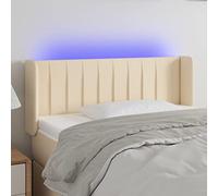 Kaloriko Tête de lit LED crème 93 x 16 x 78/88 cm, housse en tissu, hauteur réglable, éclairage à intensité variable, pour chambre à coucher, rembourrage, durable