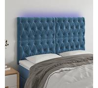 Kaloriko Tête de lit LED réglable en hauteur, bleu foncé, 160 x 7 x 118/128 cm, en velours doux, rembourrée, pour chambre à coucher, lecture confortable et regarder la télévision au lit