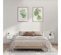 Kaloriko Tête de lit murale en bois avec tables de chevet intégrées - 240 cm de large - Pour chambre à coucher et chambre d'amis