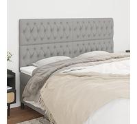 Kaloriko Tête de lit réglable en hauteur - Gris clair - 200 x 7 x 118/128 cm - Tissu d'ameublement pour cadre de lit, chambre à coucher, dossier, durable - Tissu durable
