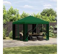 Kaloriko Tonnelle de Jardin 3 x 3 m Verte en Polyester et Acier, auvent avec parois latérales en Mesh, Toit, Protection Soleil Pluie pour terrasse Patio Jardin Urbain