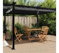 Kaloriko Tonnelle de Jardin Anthracite 3 x 6 m en Aluminium avec Toit rétractable, Toile Polyester 180 g m2 revêtement PA, ombrage UV pour terrasse Patio Jardin
