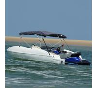 Kaloriko Top Bimini à 4 arcs avec panneaux latéraux en maille, 243 x (170-182) x 137 cm, imperméable, indéchirable, respirant avec acier inoxydable pour bateau à moteur, voilier et yacht, protection