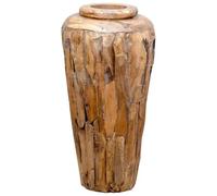 Kaloriko Vase de décoration en Bois de Teck Solide 40 x 80 cm, Pot décoratif à Coupe irrégulière, Style Rustique pour Jardin, terrasse, Salon, Table, entrée et étagère