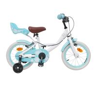 Kaloriko Vélo pour Enfants 14 Pouces Acier Blanc avec Selle Réglable Guide et Freins Classiques Idéal pour Les 3-5 Ans avec Garde-Boue et Sonnette