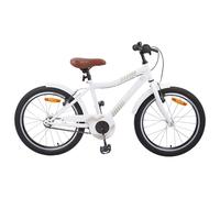 Kaloriko Vélo pour Enfants 18 Pouces Blanc Acier Guidon Réglable Selles Confortables pour 5-7 Ans Balade, Montagne et Ville, Facile à Manier