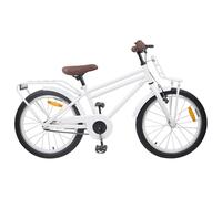 Kaloriko Vélo pour Enfants 18 Pouces Blanc Acier Léger, Idéal pour Les 5-7 Ans, Vélocipède avec Garde-Boue, Béquille, Sonette, Freinage Efficace, Confortable pour Balades Urbaines et Nature