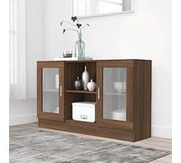 Kaloriko Vitrine marron aspect chêne, 120 x 30,5 x 70 cm, en bois robuste avec verre, idéale comme buffet élégant et armoire de cuisine pratique
