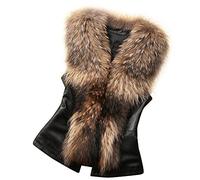 KaloryWee Veste Polaire en Fausse Fourrure sans Manche Col Faux Fur Gilet Chaud Hiver Manteau Blouson Parka
