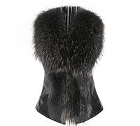 KaloryWee Veste Polaire en Fausse Fourrure sans Manche Col Faux Fur Gilet Chaud Hiver Manteau Blouson Parka