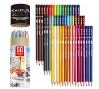 KALOUR Crayons de Couleur Premium, Ensemble de 50 Couleurs, Noyau Doux pour Artistes avec Couleurs Vives, Idéal pour Superposer, Mélanger et Estomper