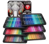 KALOUR Lot de 180 crayons de couleur pour artistes adultes - Pigments riches en pigments doux - 12 crayons métalliques - Idéal pour le coloriage, le dessin, les croquis, les ombres, le mélange