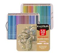 KALOUR Lot de 50 crayons métallisés, noyau souple, couleurs vives Parfaits pour le dessin, l'ombrage et le coloriage