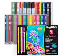 KALOUR Lot de 60 Crayons de Couleur Multi-Techniques Matériel Dessin à Base d'Huile, Métallique, Aquarelle, Néon, Macaron Pastels pour Artistes