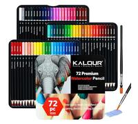 KALOUR Lot de 72 crayons aquarelles pour adultes - Crayons hexagonaux professionnels solubles dans l'eau - Idéal pour le coloriage et la superposition