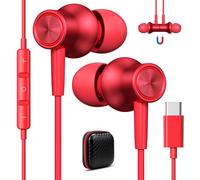 KALPO-Écouteurs Usb C Pour Galaxy A55 A35 A16 5G A54 A34 Samsung S24 S23,Intra-Auriculaires Casque Type C Avec Câble Microphone Sport Pour Iphone 16 15 Pro Ipad Air Pixel 9 8A 7 6 Xiaomi 14T 13,Rouge