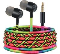 KALPO-Oreillette Filaire Écouteurs Intra-Auriculaires Filaires Pour Enfants-Avec Télécommande De Microphone Pour Iphone Smartphone An Oid Handmade Thread Tribe Arc En Ciel